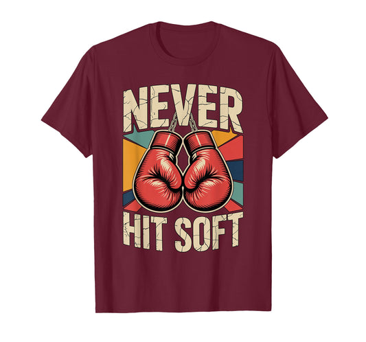 Vintage Boxing Never Hit Soft Kickboxing Boxer Training T-Shirt