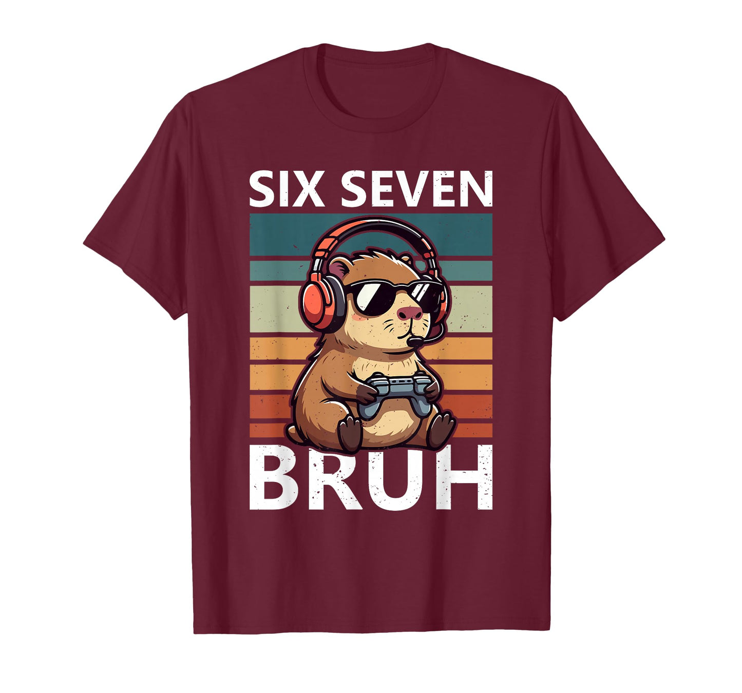 Six Seven Bruh 67 Meme Funny Capybara Retro Gaming Kids Boys T-Shirt
