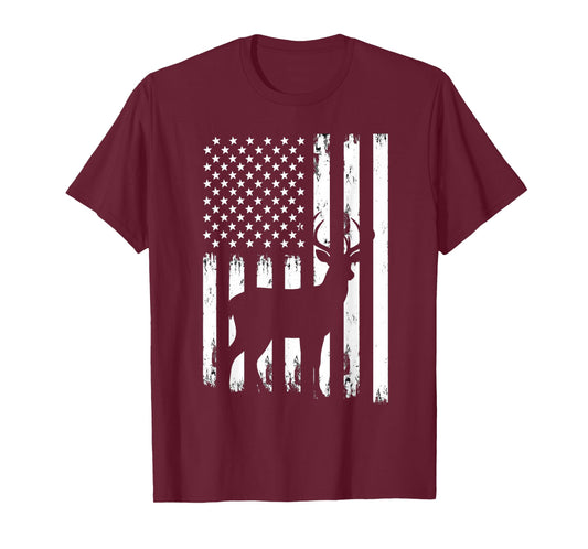 Deer Hunting Hunter Camo USA American Flag Patriotic Graphic T-Shirt