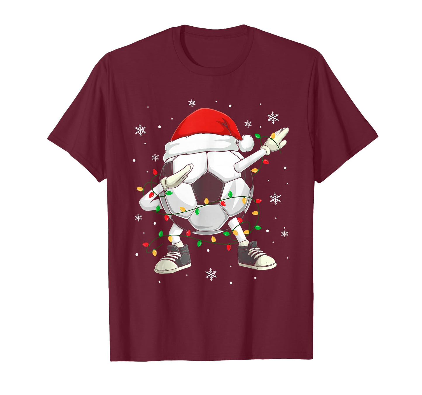 Santa Soccer Ball Sports Christmas Soccer Player Men Boys T-Shirt