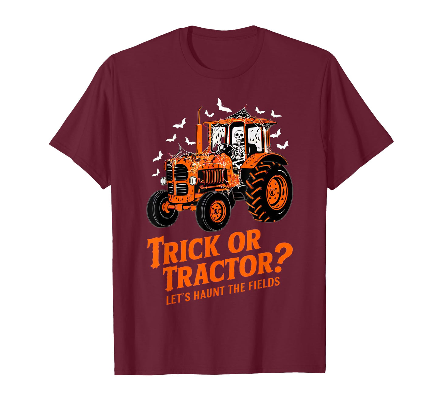 Funny Farmer Costume Halloween Spooky Skeleton Drive Tractor T-Shirt