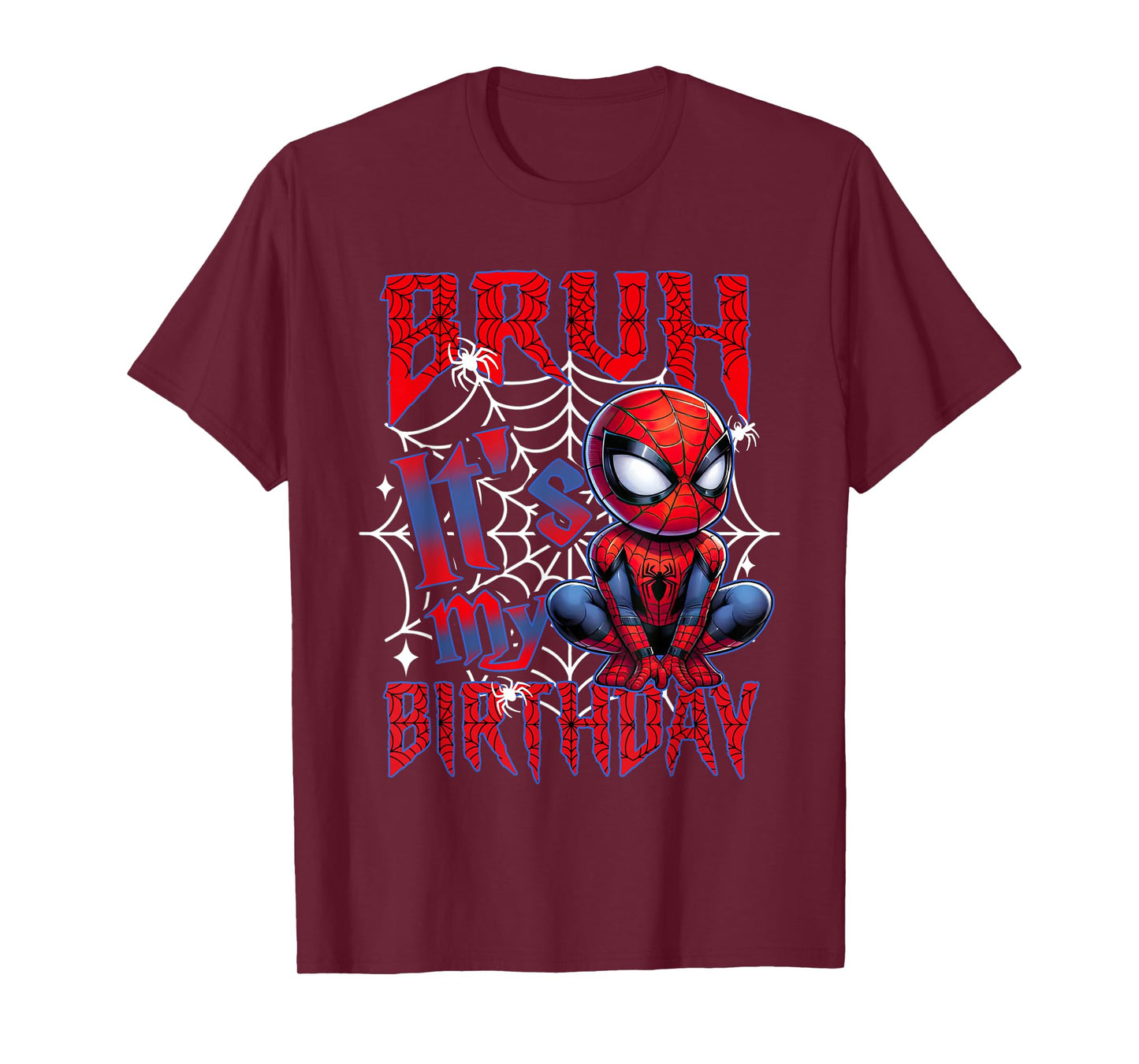 Bruh It's My Birthday Funny Spider Birthday For Boys Kids T-Shirt