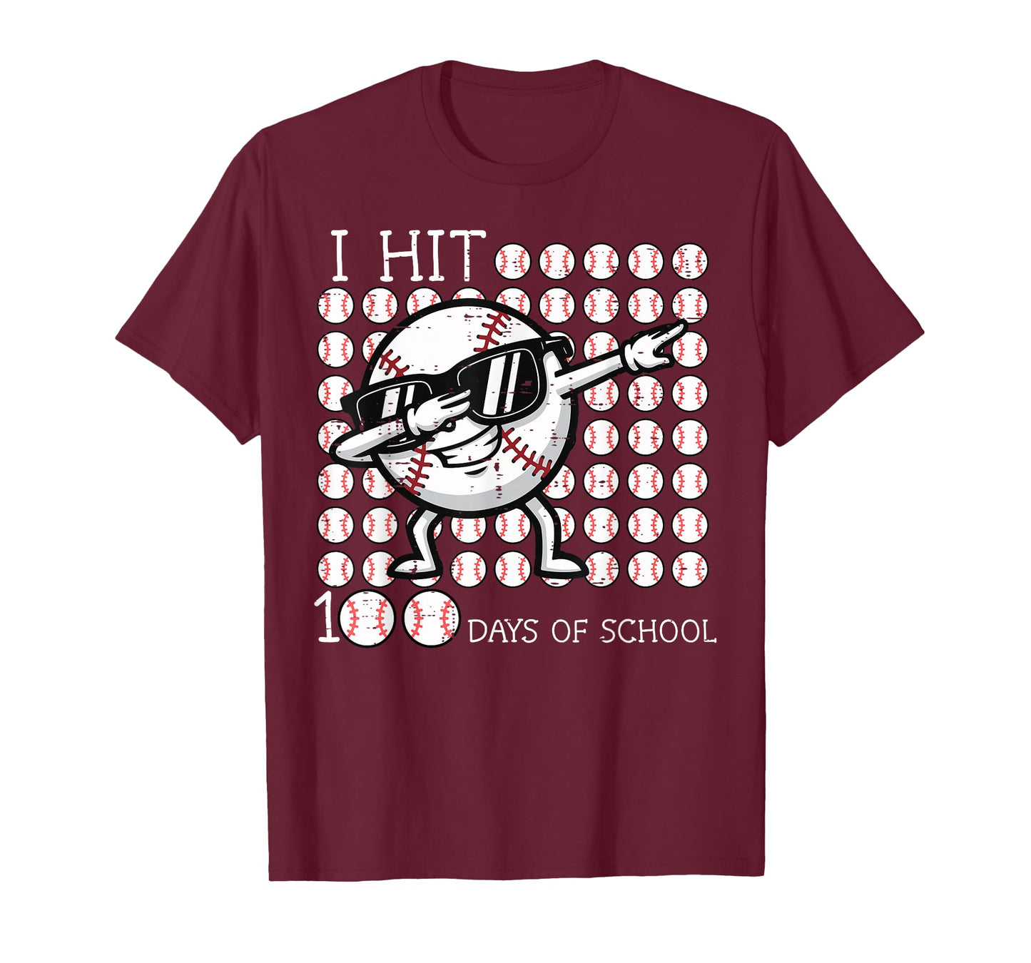 I Hit 100 Days of School Dabbing Baseball 100th Day Boy Kids T-Shirt