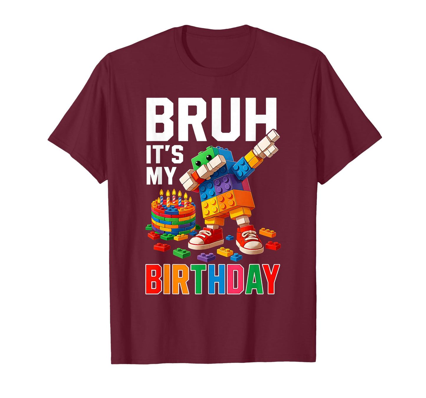 Bruh It's My Birthday Building Bricks Blocks Boys Kids T-Shirt