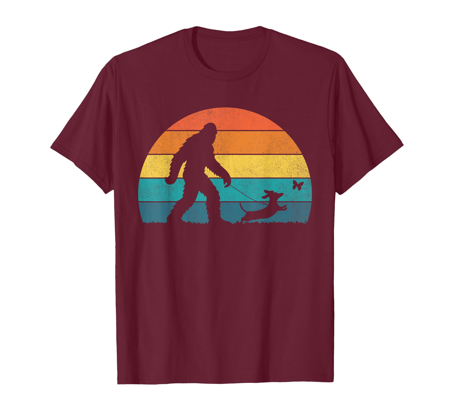 Bigfoot Walking Dachshund Funny Sasquatch Dog Dad Men Boys T-Shirt