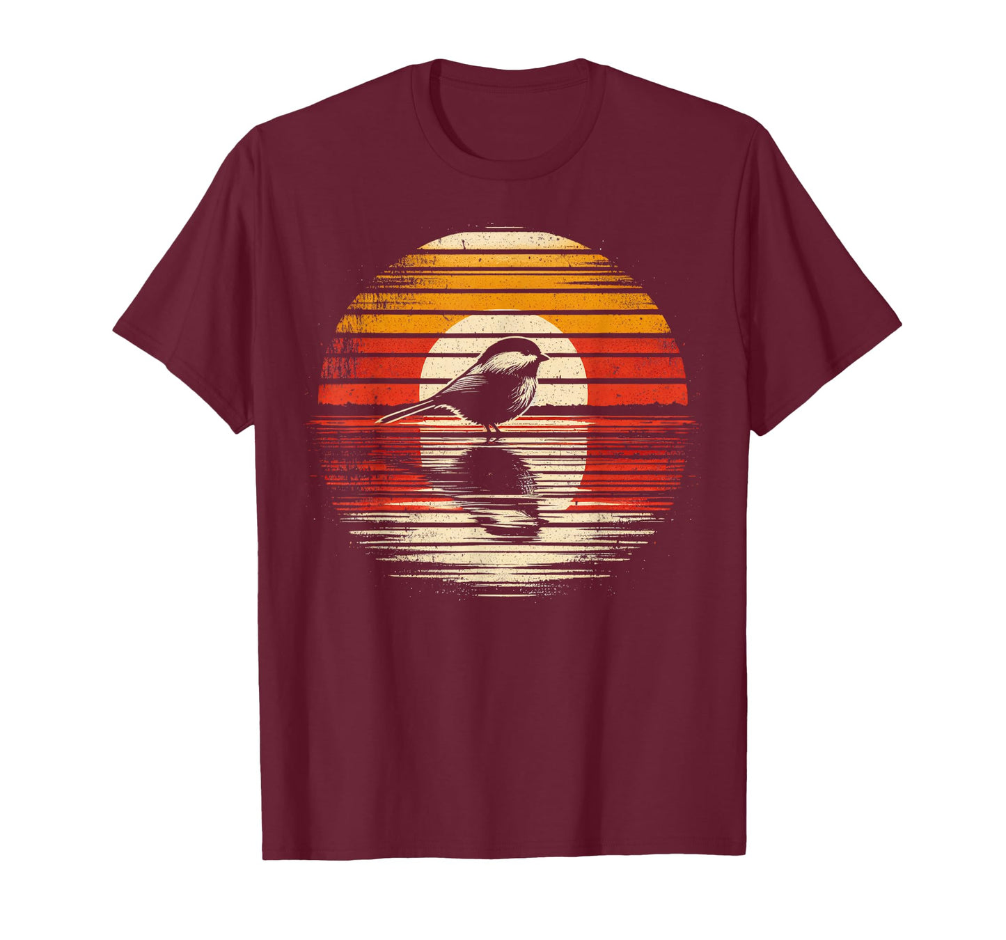 Chickadee Bird Sunset Retro Style Safari Vintage 70s T-Shirt