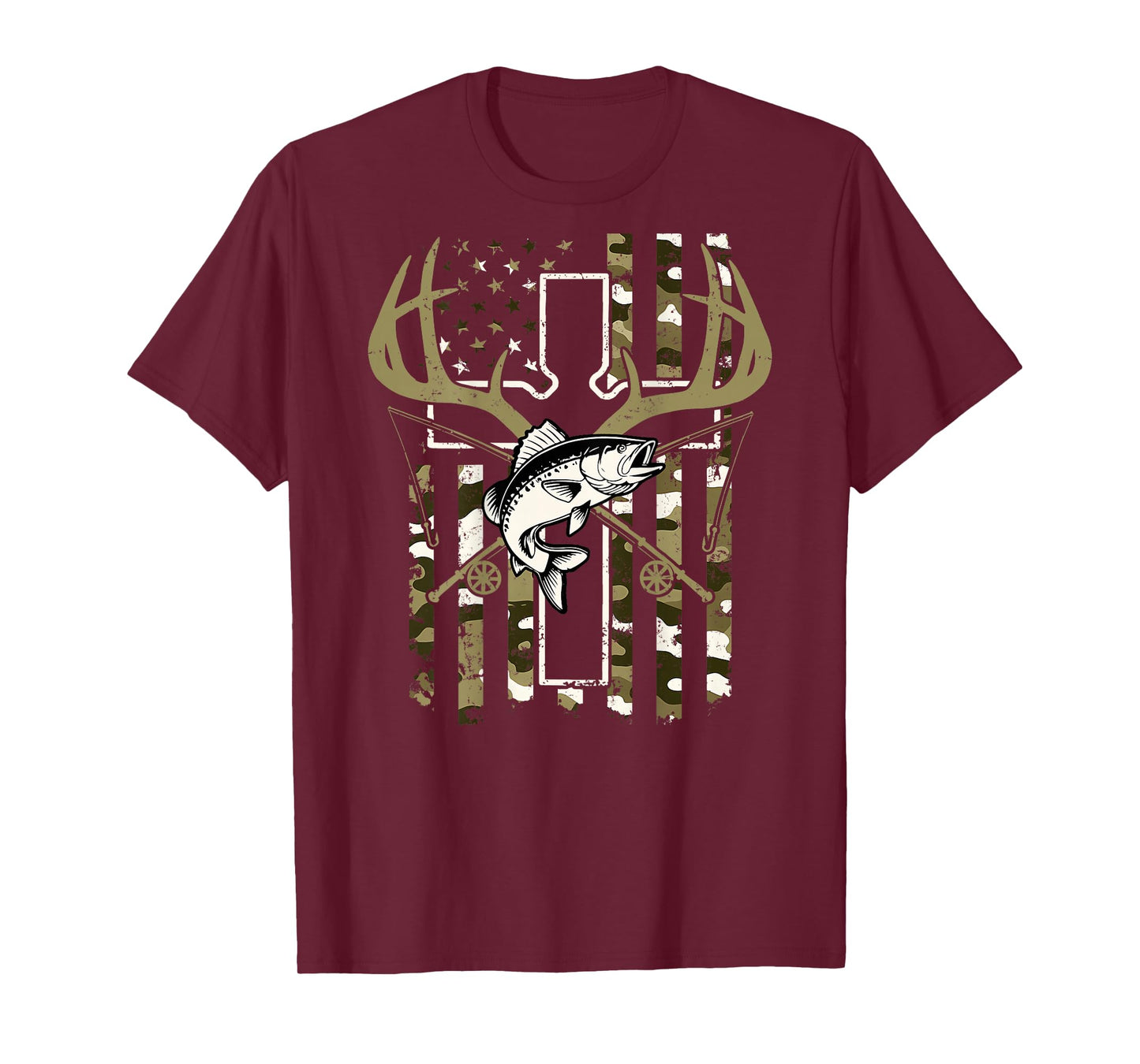 Hunting Fishing Cross Camo Faith Christian Fisherman Hunter T-Shirt