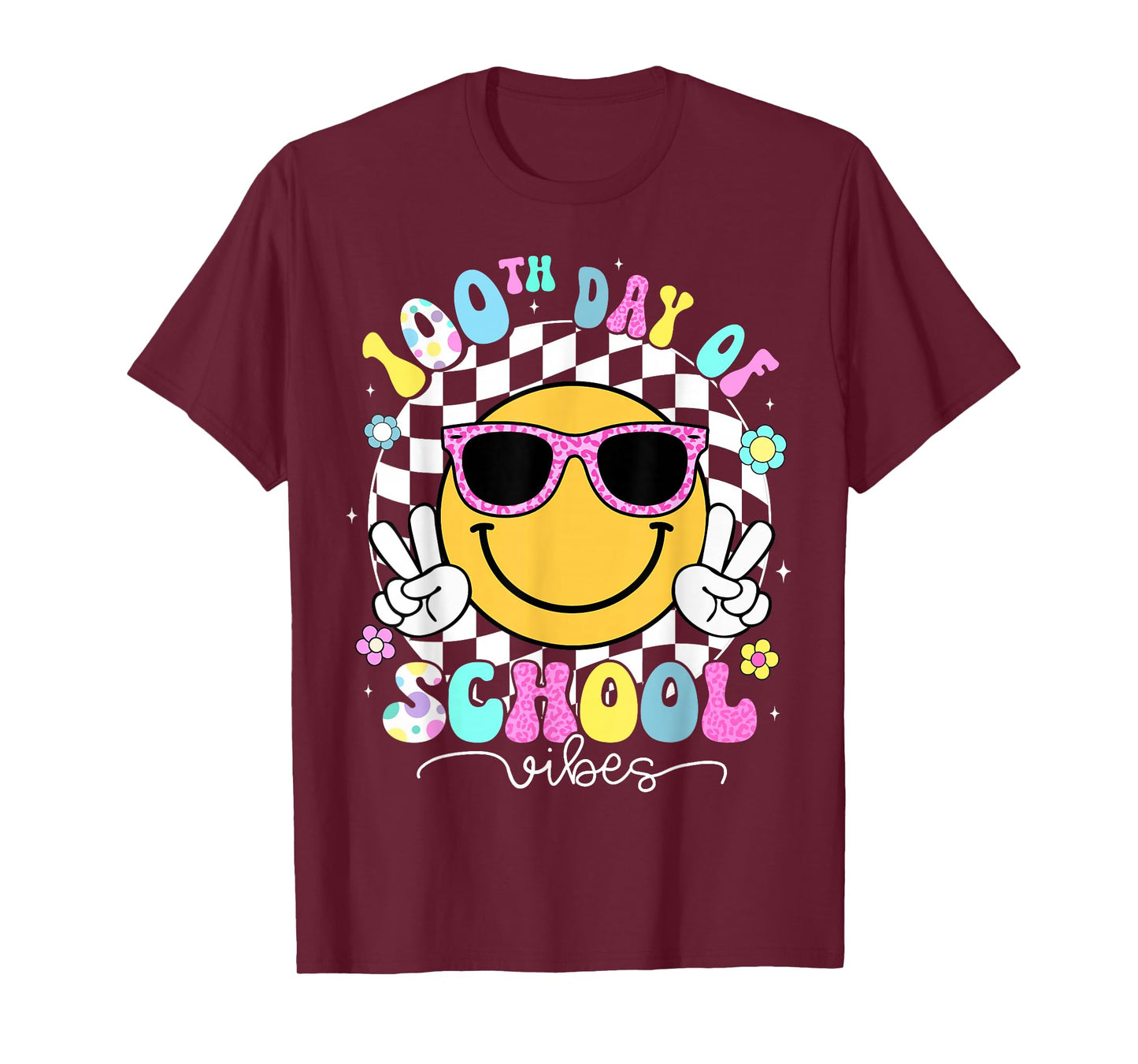 Cute Smile Face 100th Day of School Vibes Shirt Teacher Kids T-Shirt