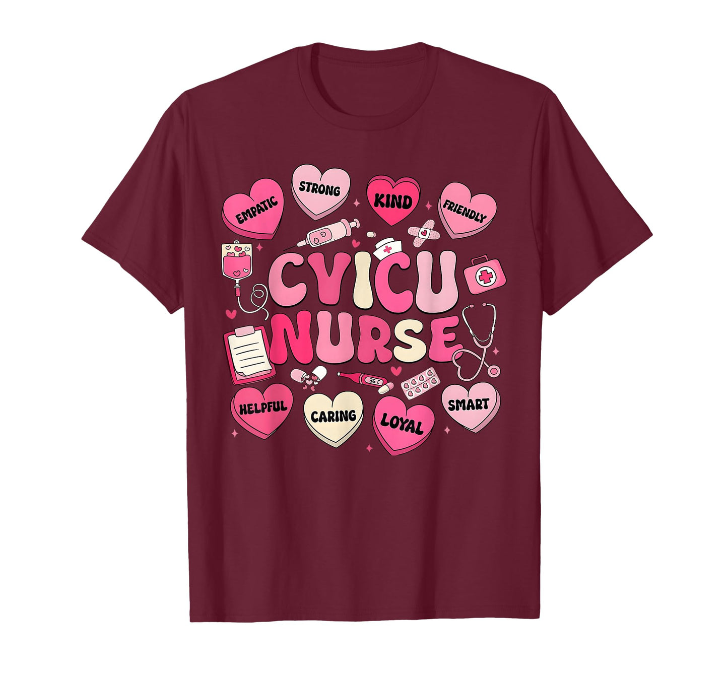 Valentine CVICU Nurse Hearts Coquette Pink Women T-Shirt