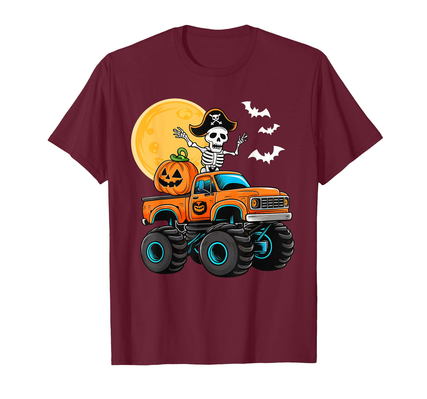 Funny Boys Halloween Monster Truck Skeleton Pirate Toddler T-Shirt