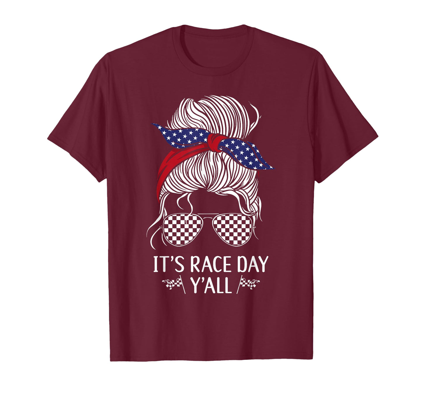 Drag Racing Race Car Girl Sunglasses Flag It's Race Day T-Shirt