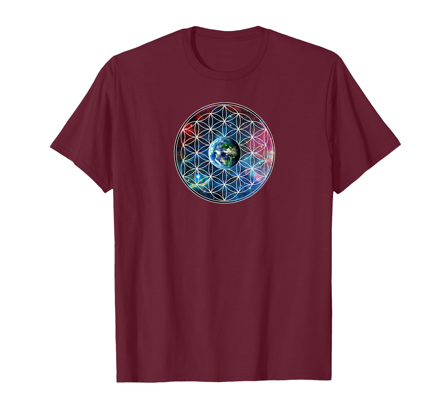 Earth with flower of life, sacred geometry, Yoga T-shirt T-Shirt