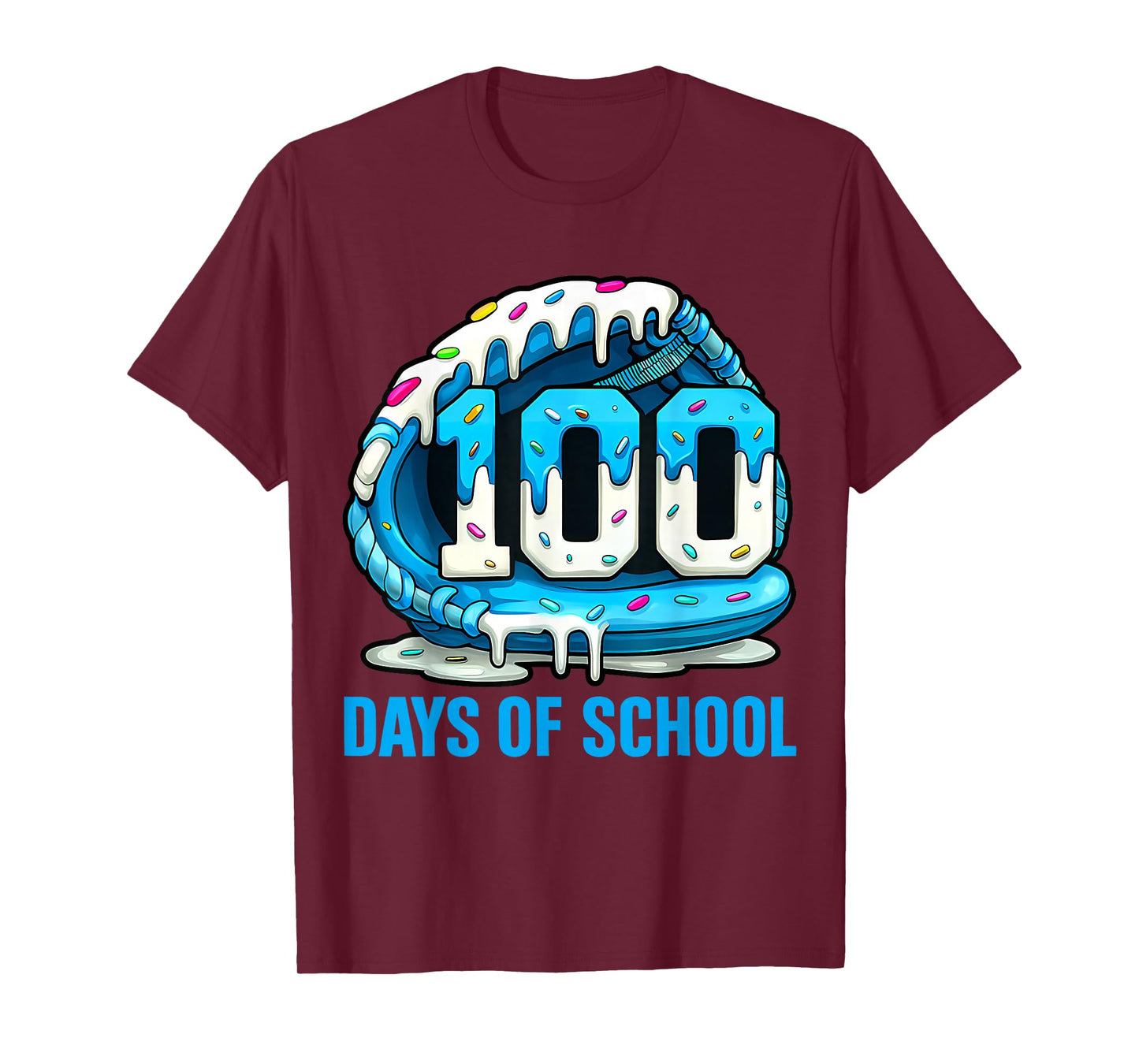 100 Days of School Baseball Drip Ice Cream Kid Boy 100th Day T-Shirt