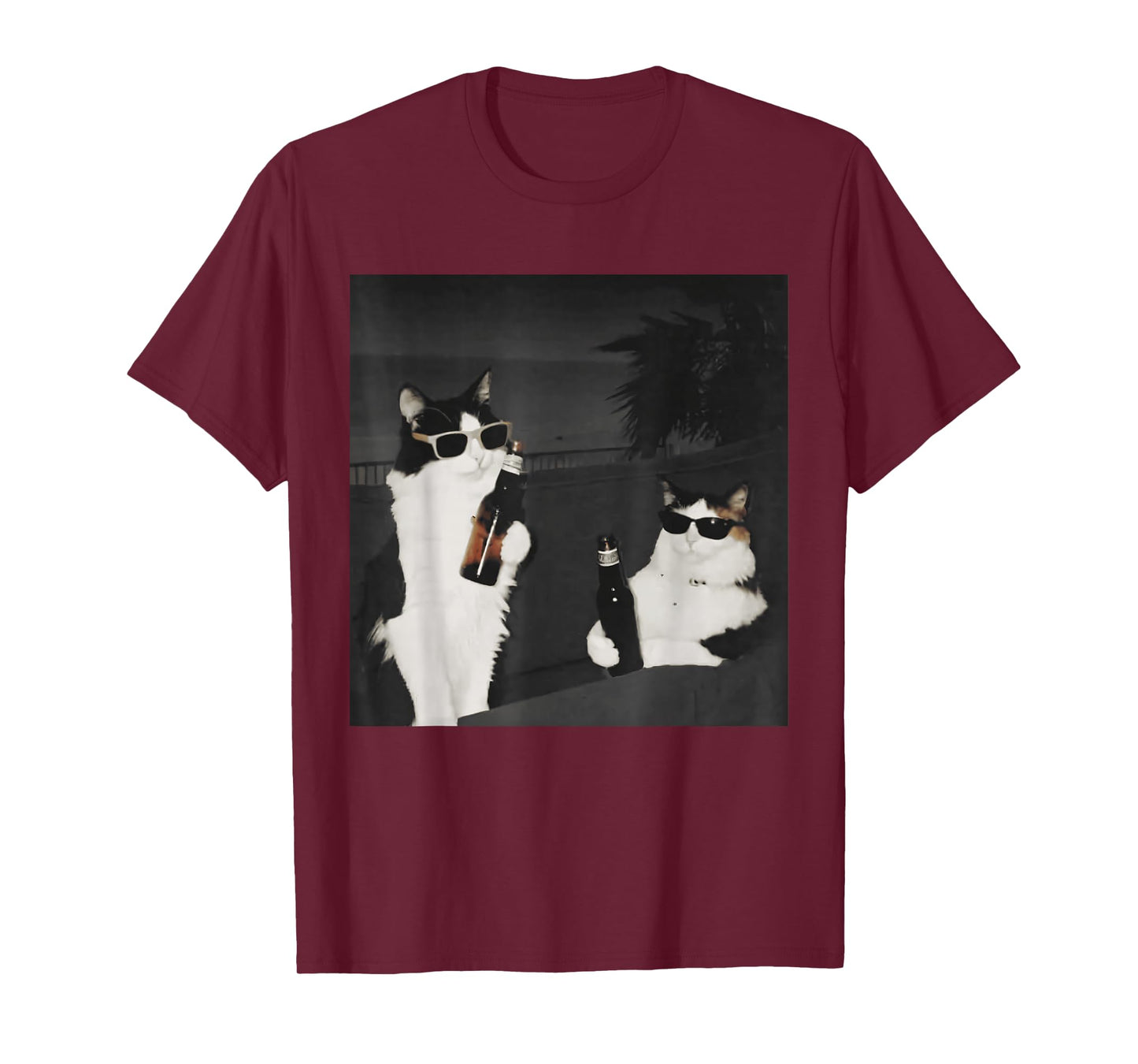 Vintage Cat Drinking Beer Buddy Cat Funny Kitty Lovers Gift T-Shirt