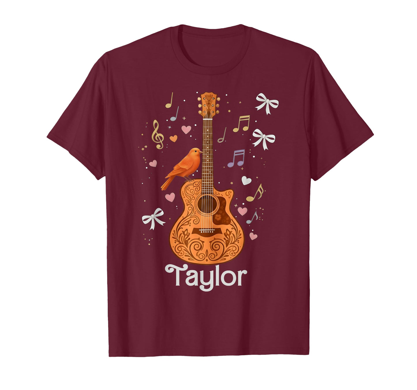Taylor Bird Bow Heart Outfit Youth Women Teen Girl Name 80's T-Shirt