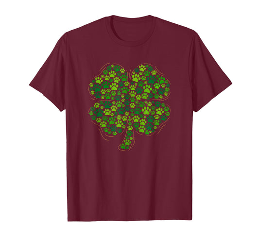 Irish Dog Paw St Patricks Day Shamrock Lucky-Puppy Dog Lover T-Shirt