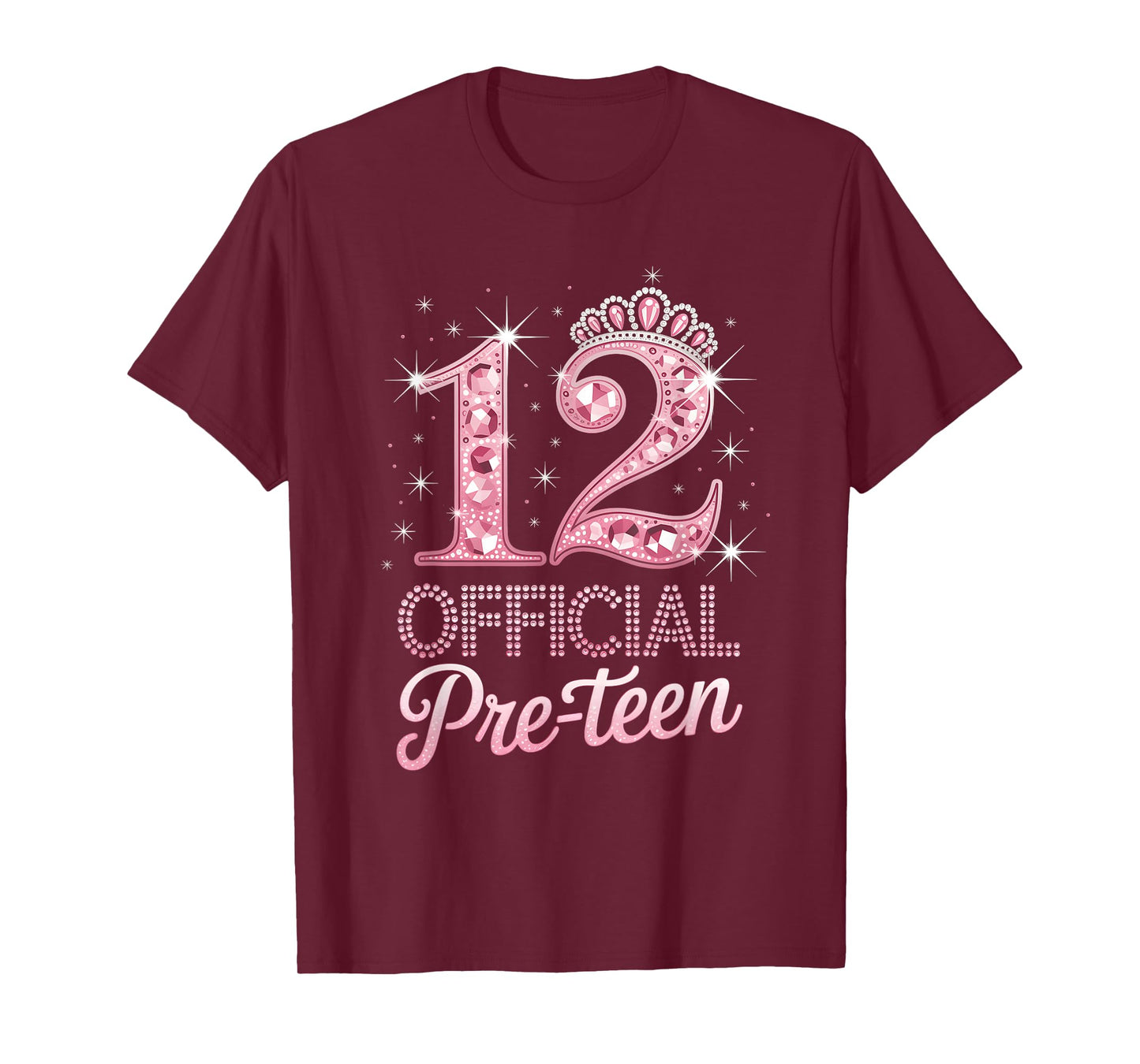 12 Official Pre-Teen Pink Crown Happy 12th Birthday For Girl T-Shirt