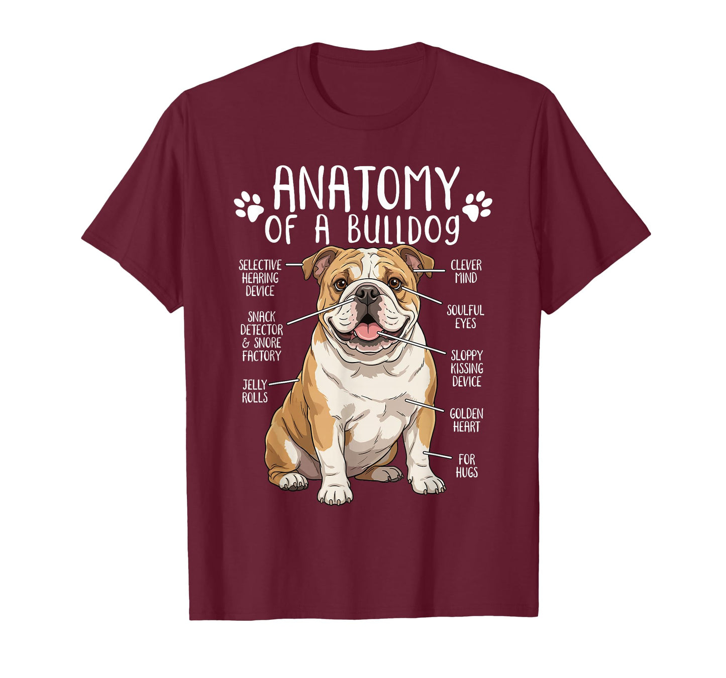 Funny Bulldog Anatomy English Bulldog Dog Lover Owner T-Shirt