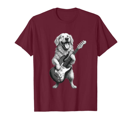 Golden Retriever Playing Guitar Funny Dog Lover T-Shirt