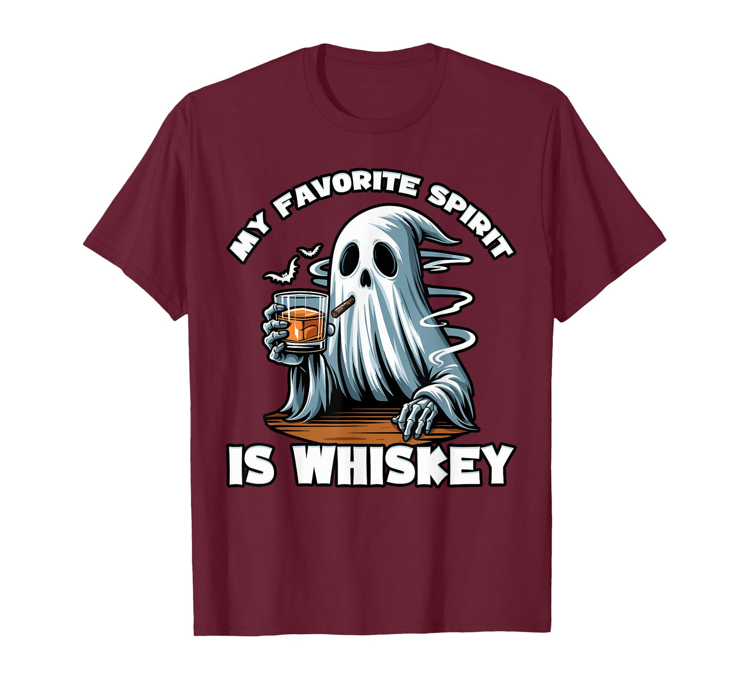 My Favorite Spirit is Whiskey | Funny Ghost Drinking Whiskey T-Shirt