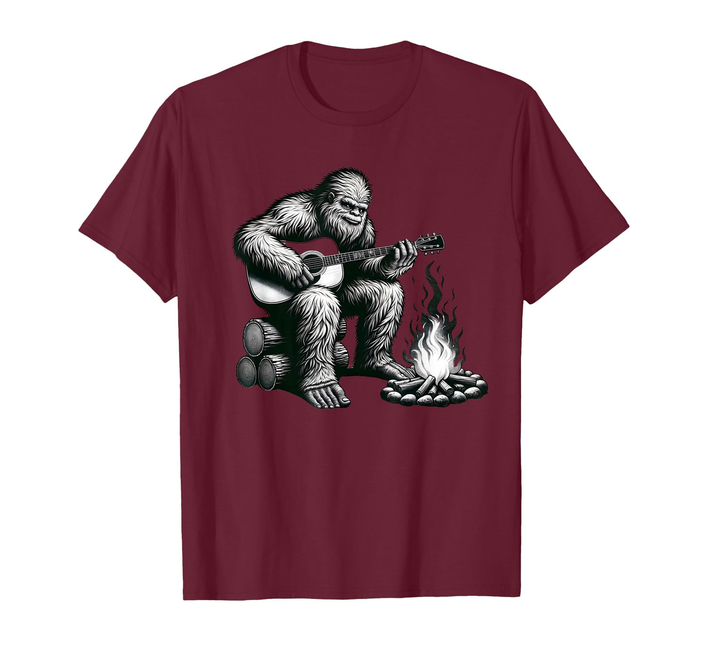 Bigfoot Playing Guitar Rock on Sasquatch Big Foot T-Shirt