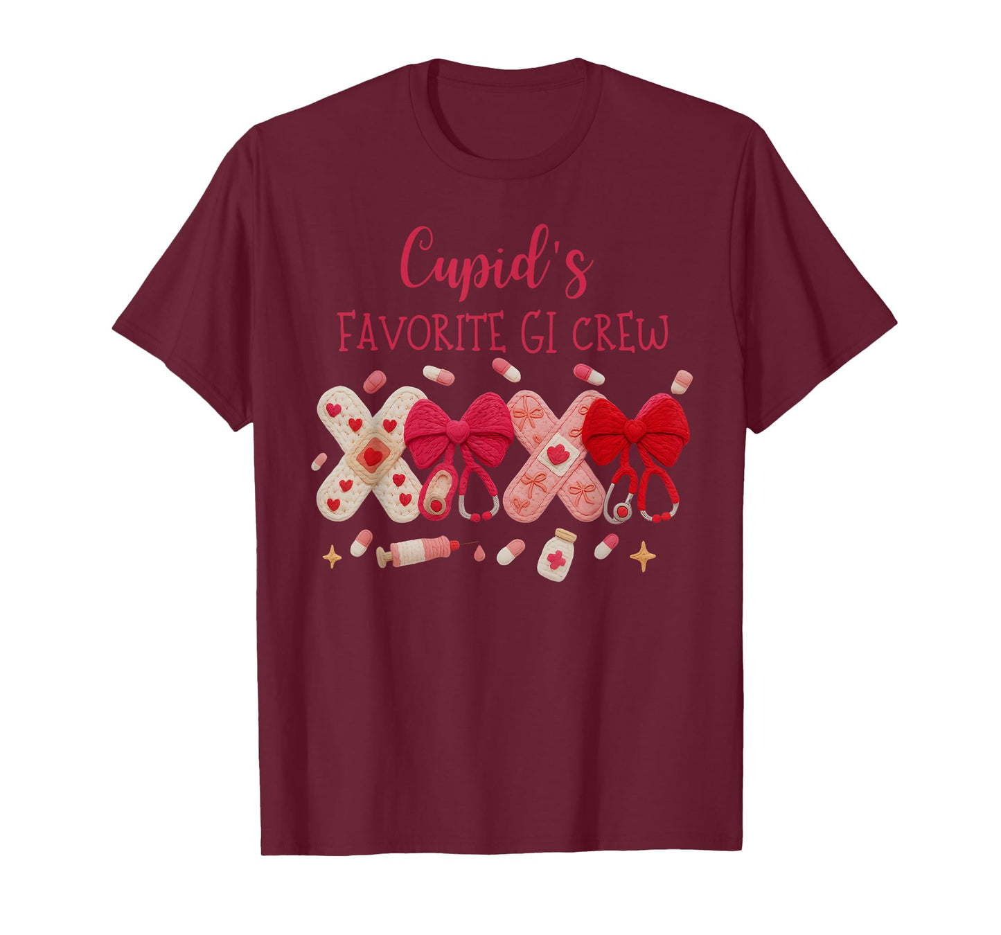 Faux Yarn XOXO Cupid's Favorite GI Crew Nurse Valentine Day T-Shirt
