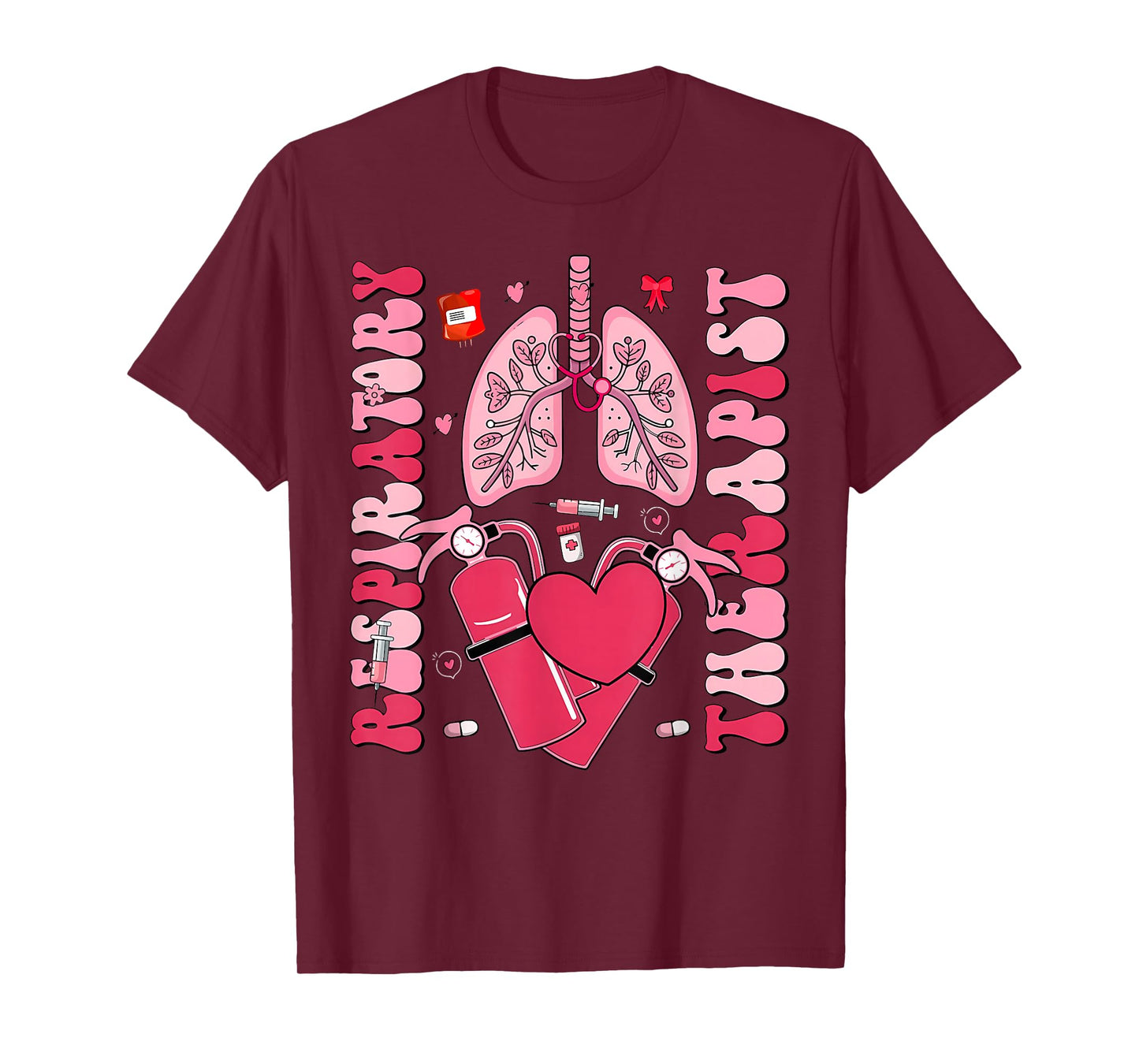 Lung Hearts Respiratory Therapist Valentine Day Pulmonology T-Shirt