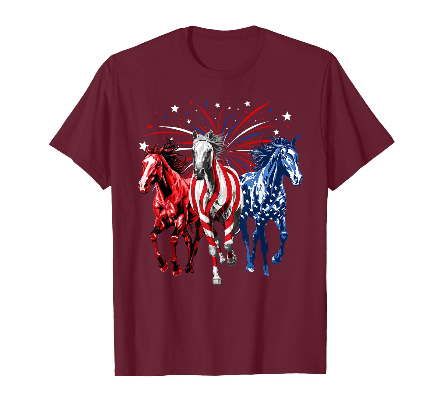 4th Of July Horse Lovers Red White And Blue American Flag T-Shirt