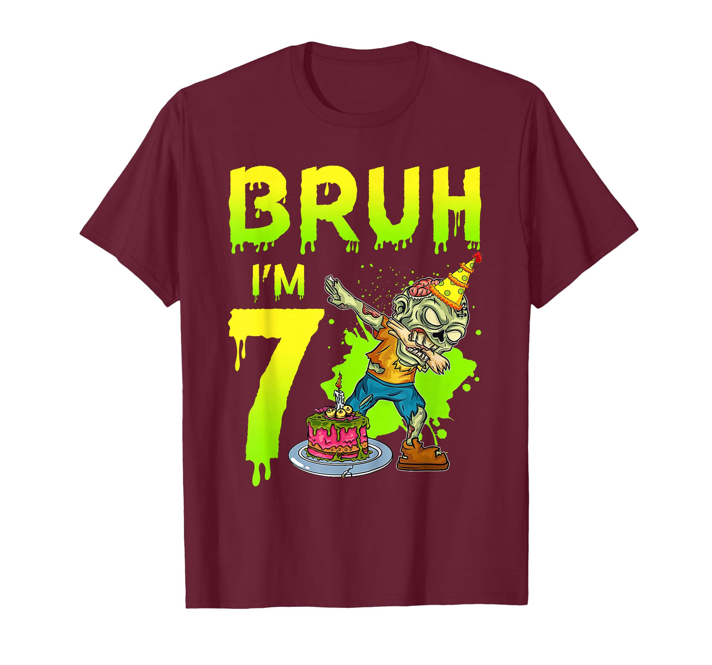 Bruh I'm 7th Birthday Zombie Lover 7 Years Old Boys T-Shirt