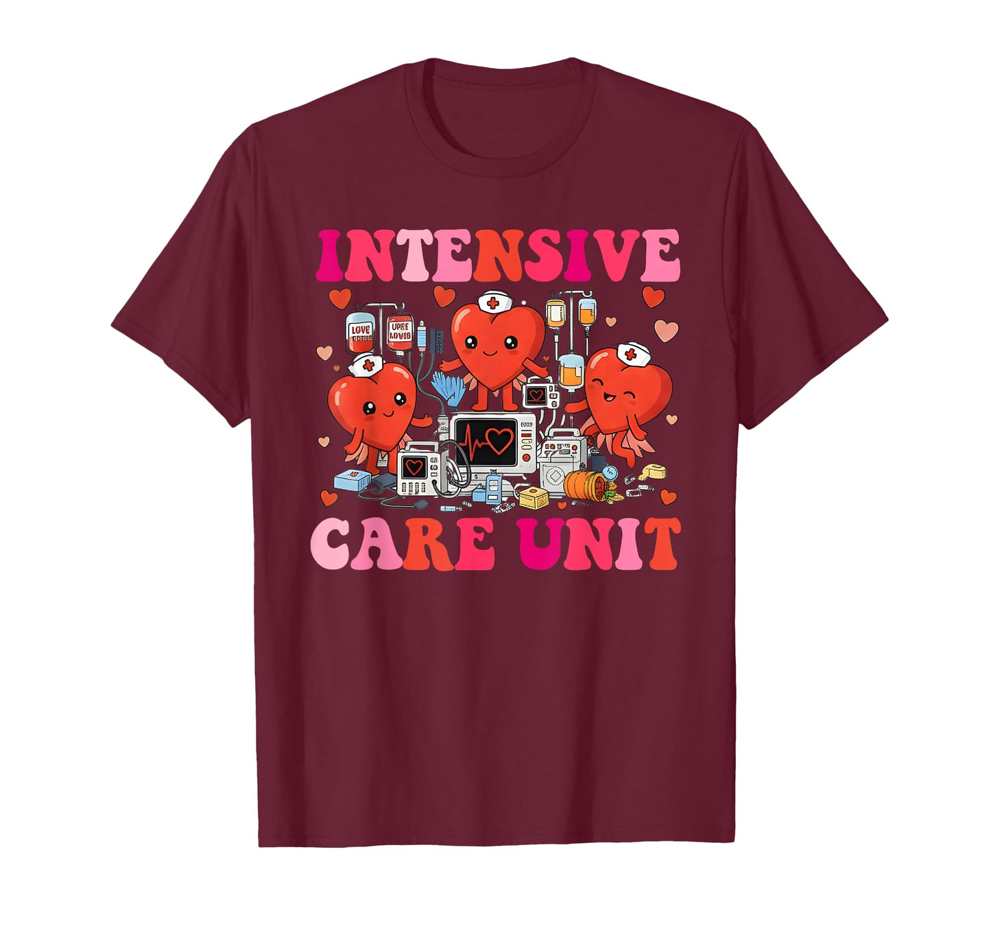Valentines Day Nurse Intensive Care Unit ICU Nurse T-Shirt