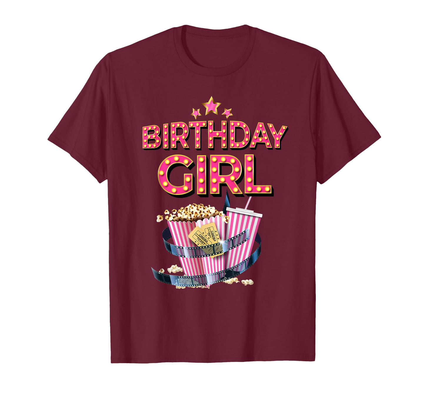 Birthday Girl Crew Movie Night Theme Matching Party T-Shirt