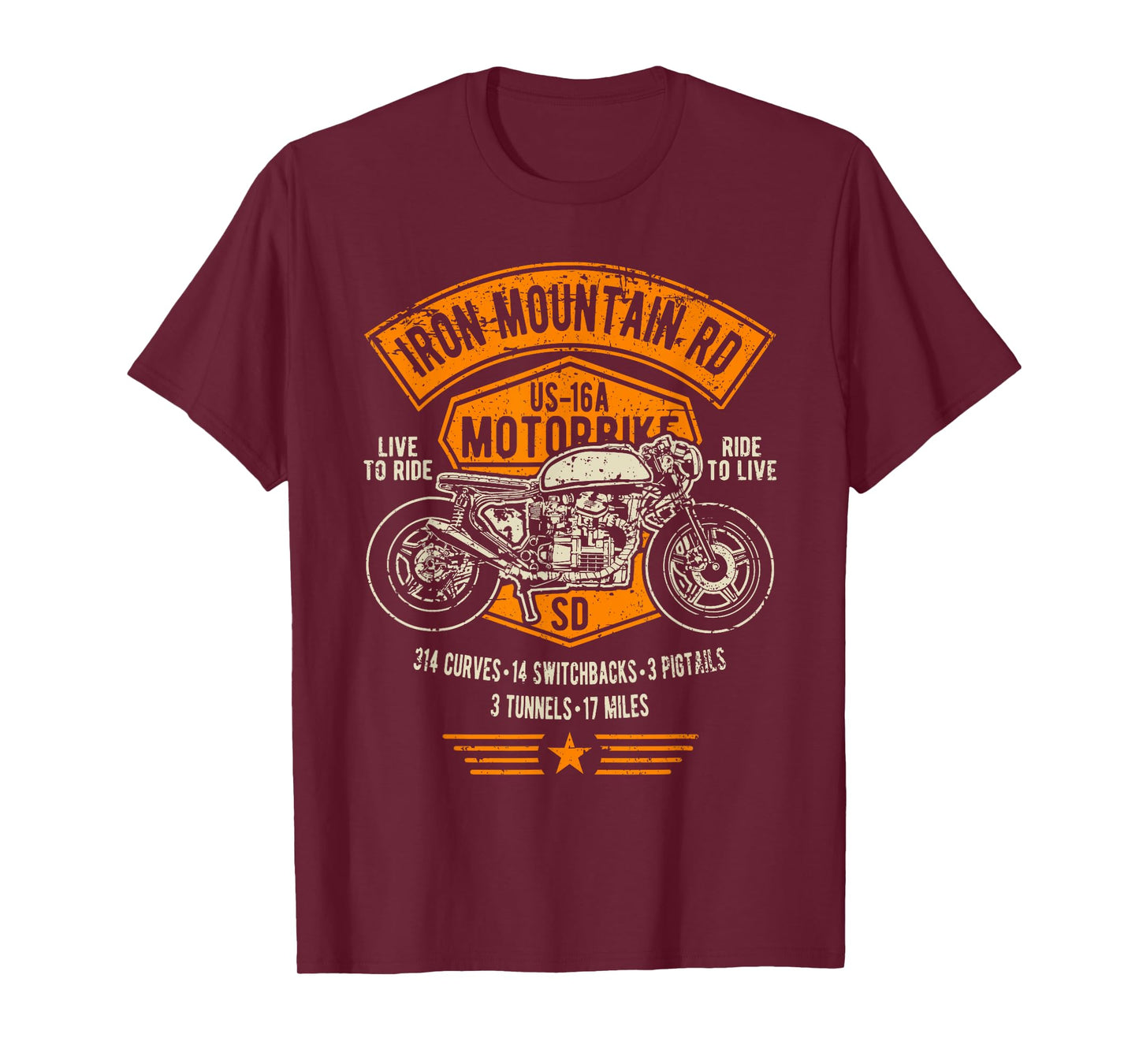 Iron Mountain Road US-16A South Dakota Motorcycle Design T-Shirt