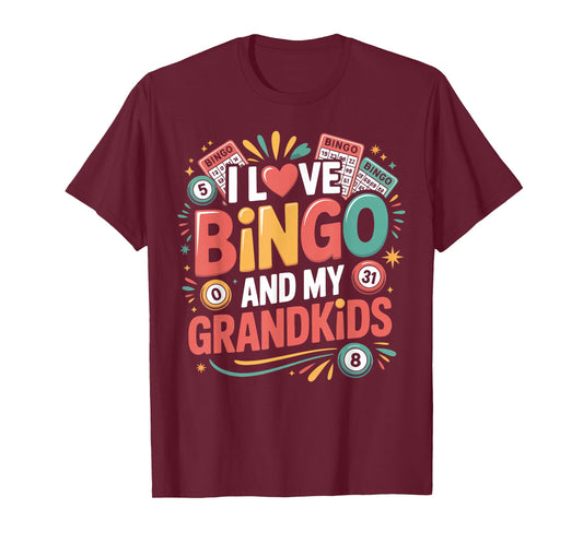 Bingo Player Grandma Grandpa I Love Bingo and My Grandkids T-Shirt