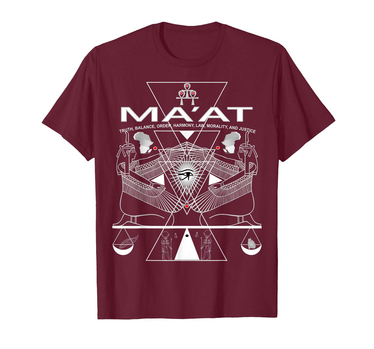 Egyptian Goddess Maat Shirt Kemetic Ankh Pyramid Africa T-Shirt