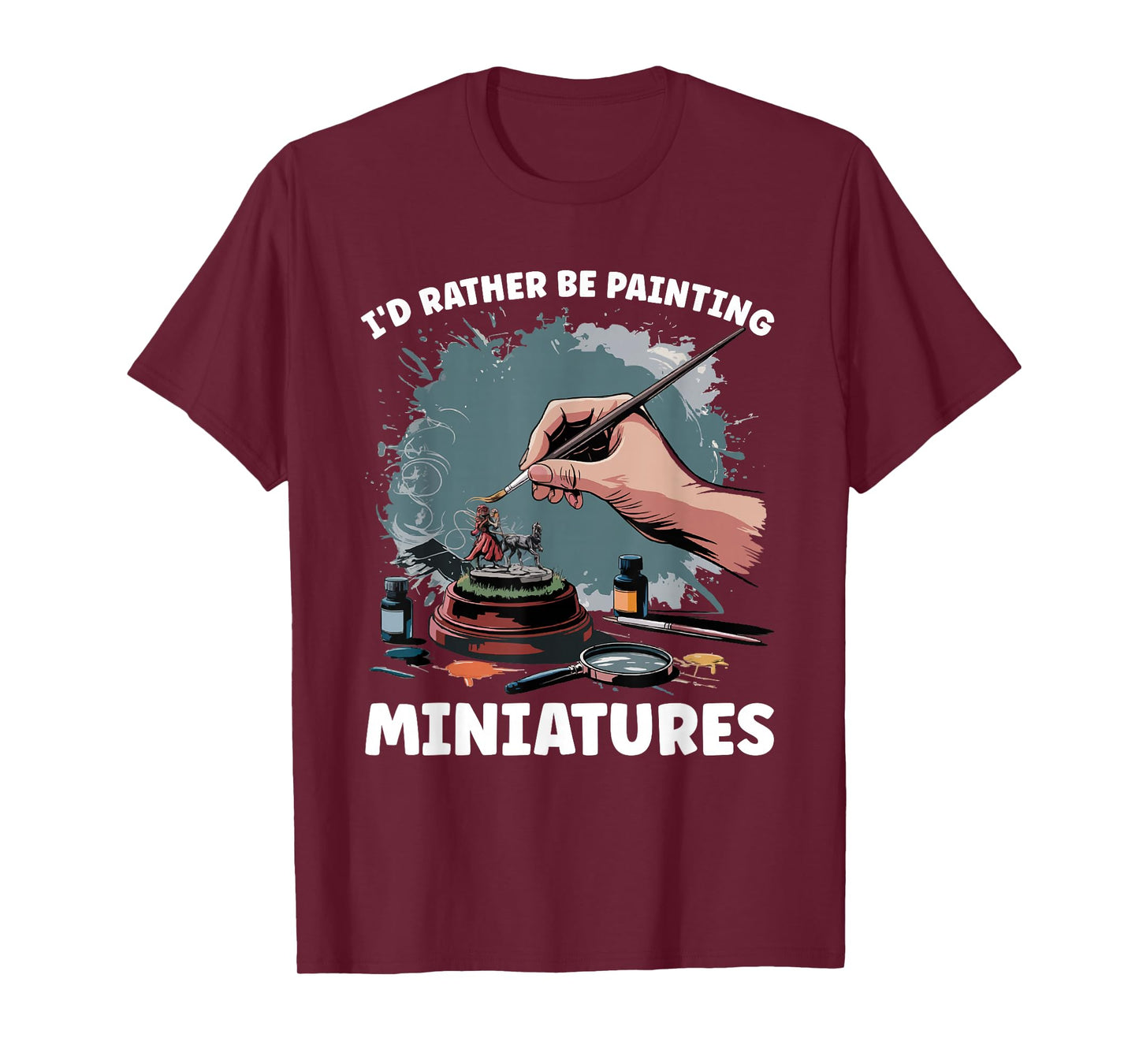 Miniature Paint Design Wargamer Painter Tabletop Black Unisex Adults Classic Fit Short Sleeve T-Shirt Small I'd Rather Be Painting Miniatures