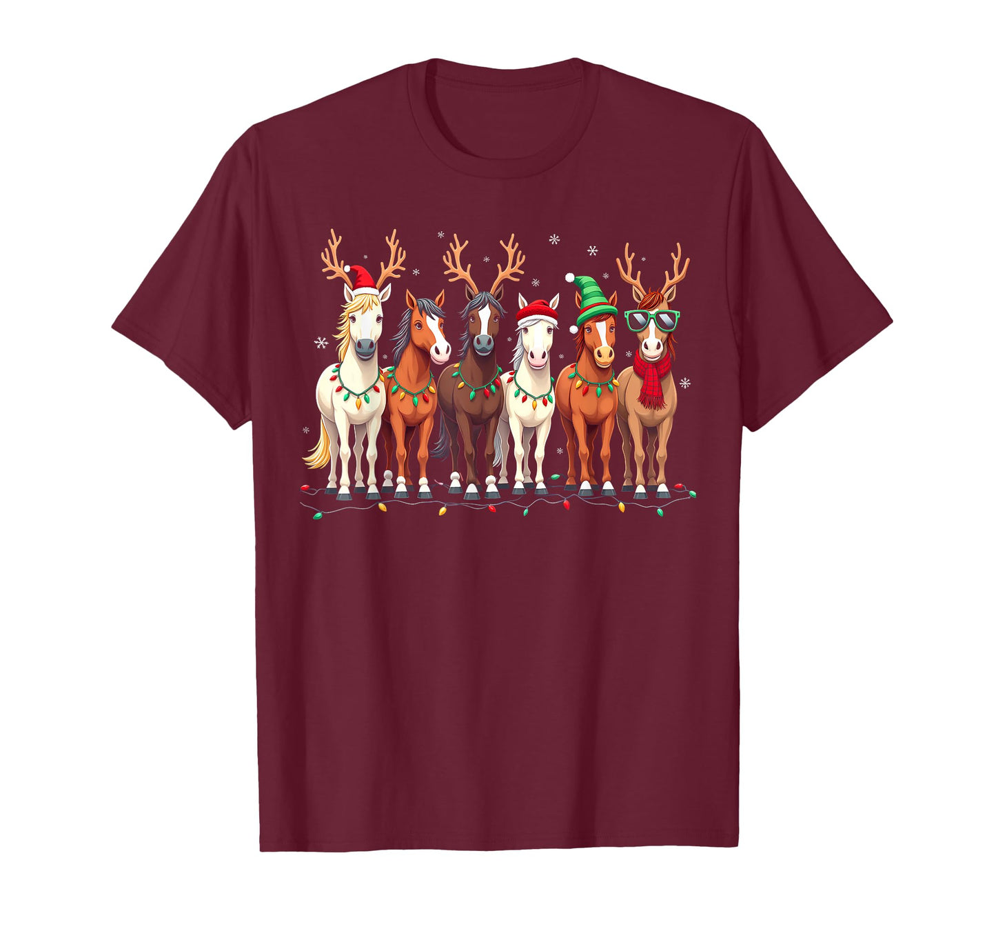 Horse Lover Santa Hat Christmas Xmas Holiday Girls Pajamas T-Shirt