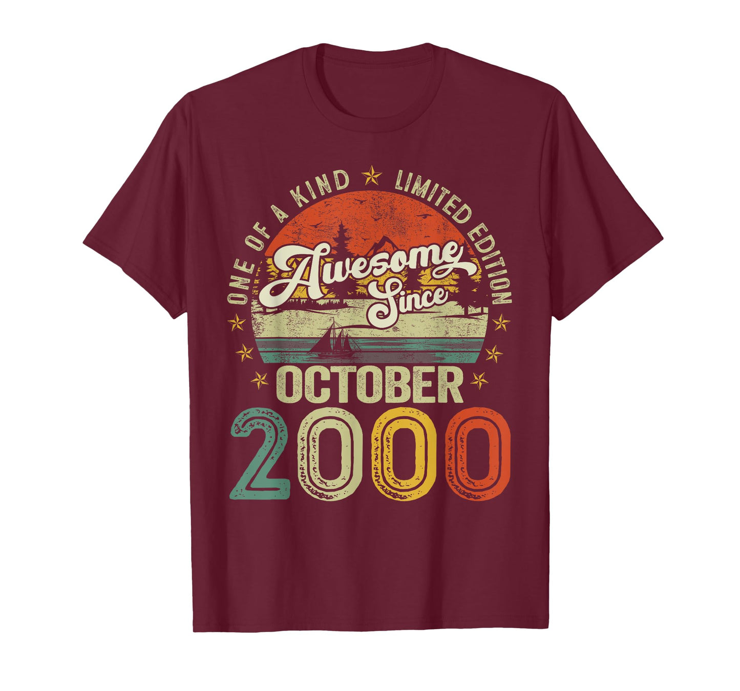 Awesome Since October 2000 Vintage Retro 25th Birthday Men T-Shirt
