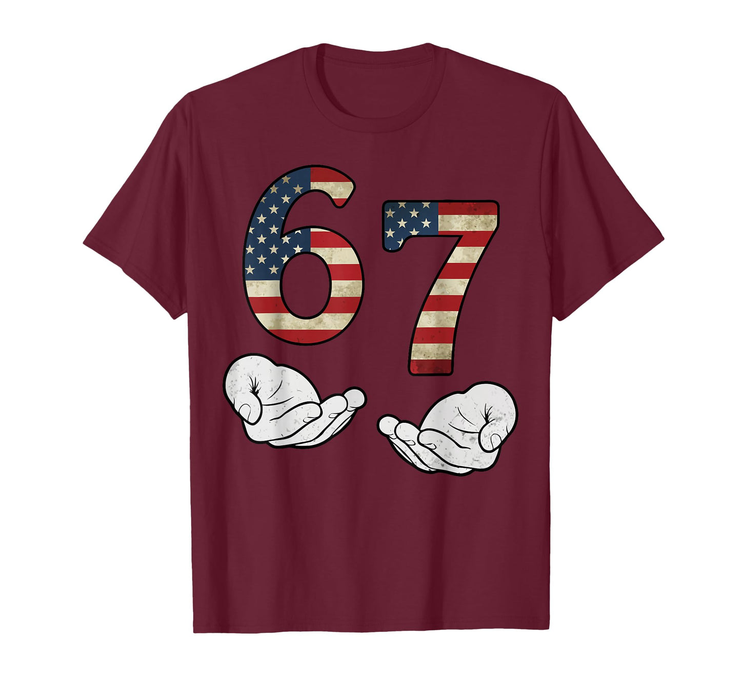 US Flag 6 7 Distressed Six Seven Italian Brainrot 67 USA T-Shirt