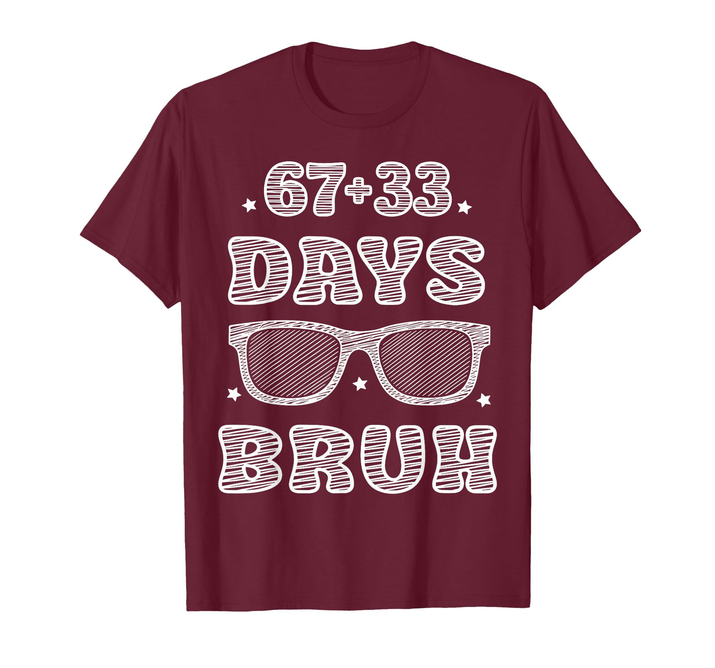 Funny 67 + 33 Days Bruh 100 Days of School Kids Boy Young T-Shirt