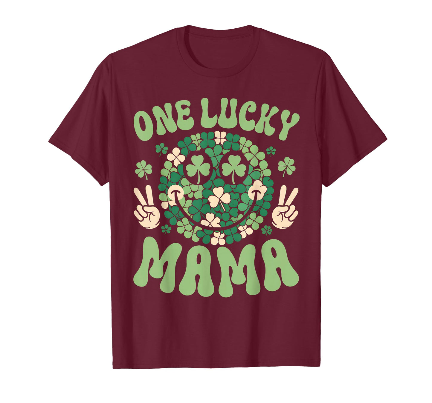 St Patricks Day Family Matching Groovy Retro One Lucky Mama T-Shirt