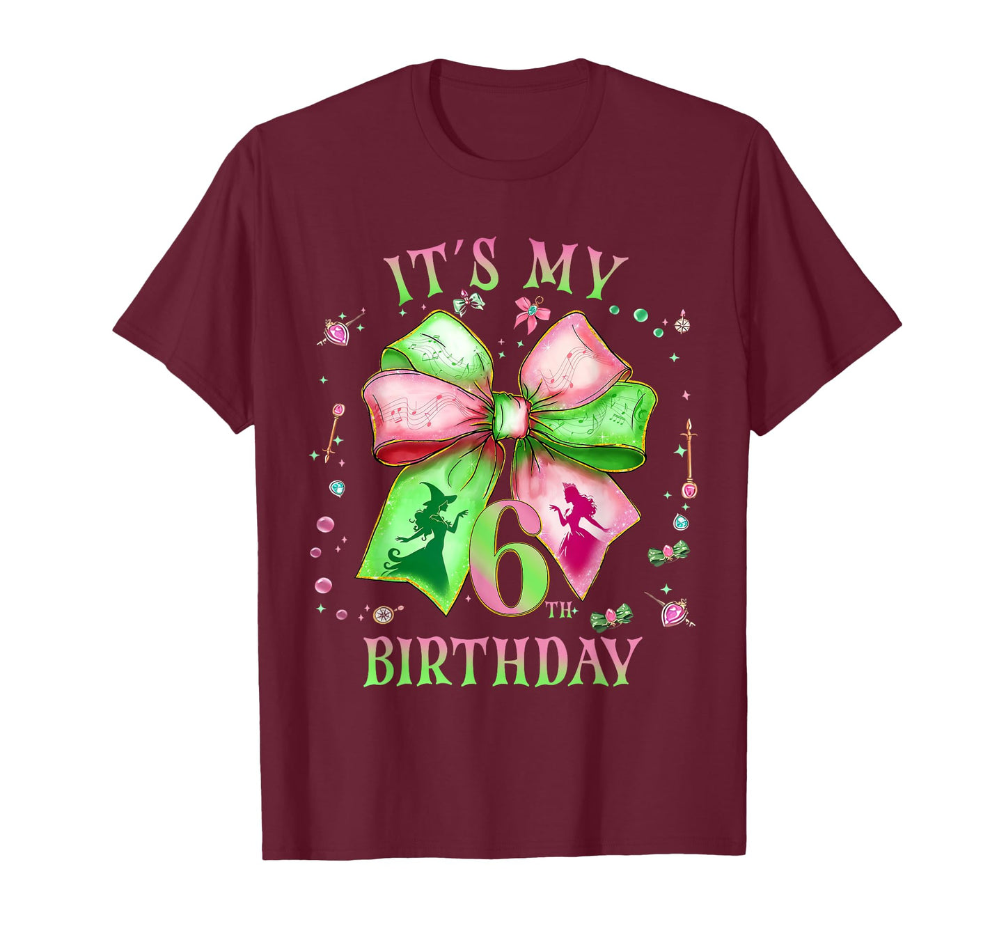 It's My 6th Birthday Girl Witch Pink And Green 5 Year Old T-Shirt