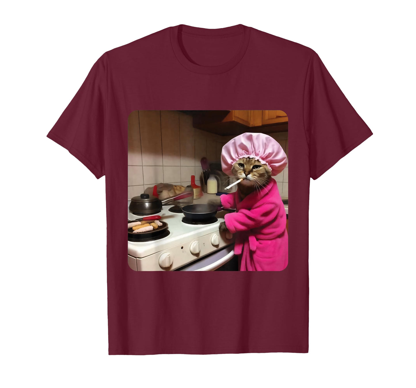 Funny Housewife Cat Gen Z Joke Stupid Brainrot Cat Meme Gift T-Shirt