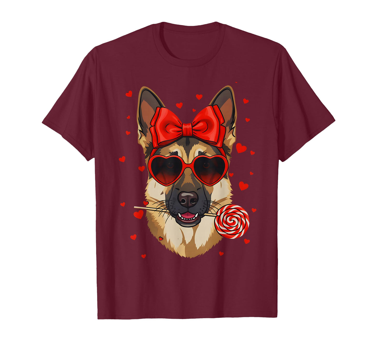 German Shepherd Valentines Day Coquette Bow Dog Lover Heart T-Shirt