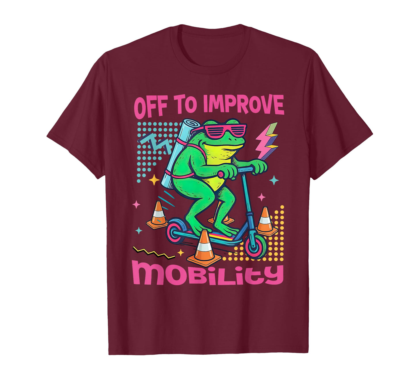 Off to Improve Mobility Retro Physical Therapy Frog Scooter T-Shirt