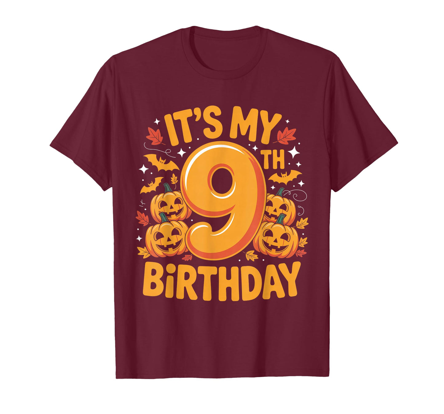 It’s My 9th Birthday Outfit with Halloween Pumpkins and Bats T-Shirt