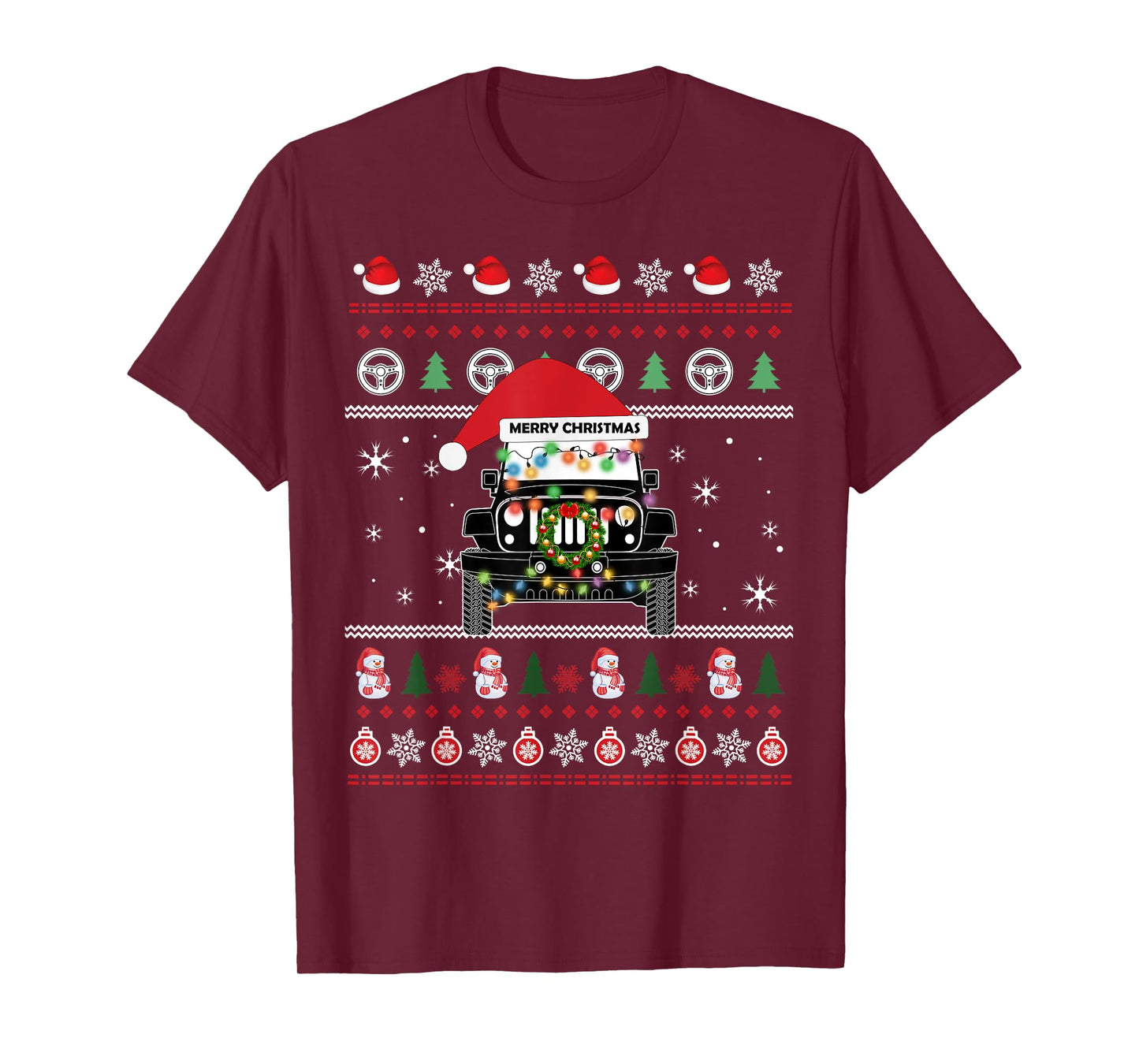 Merry Jeepmas Ugly Light Christmas T-Shirt