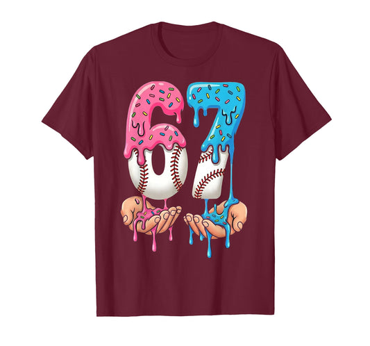Baseball Ice Cream Drip 67 Hands Six Seven Boys T-Shirt