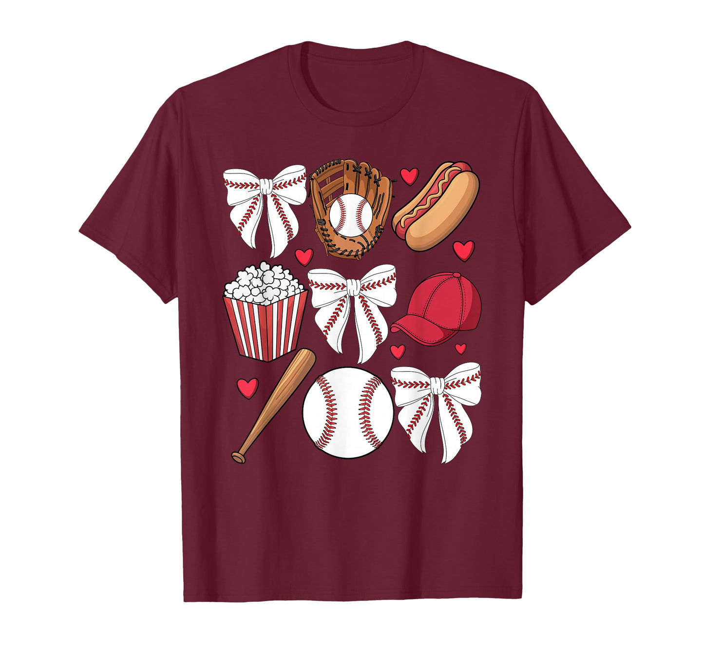 Baseball Coquette Bow Women Girls Baseball Cheer Mom Mama T-Shirt