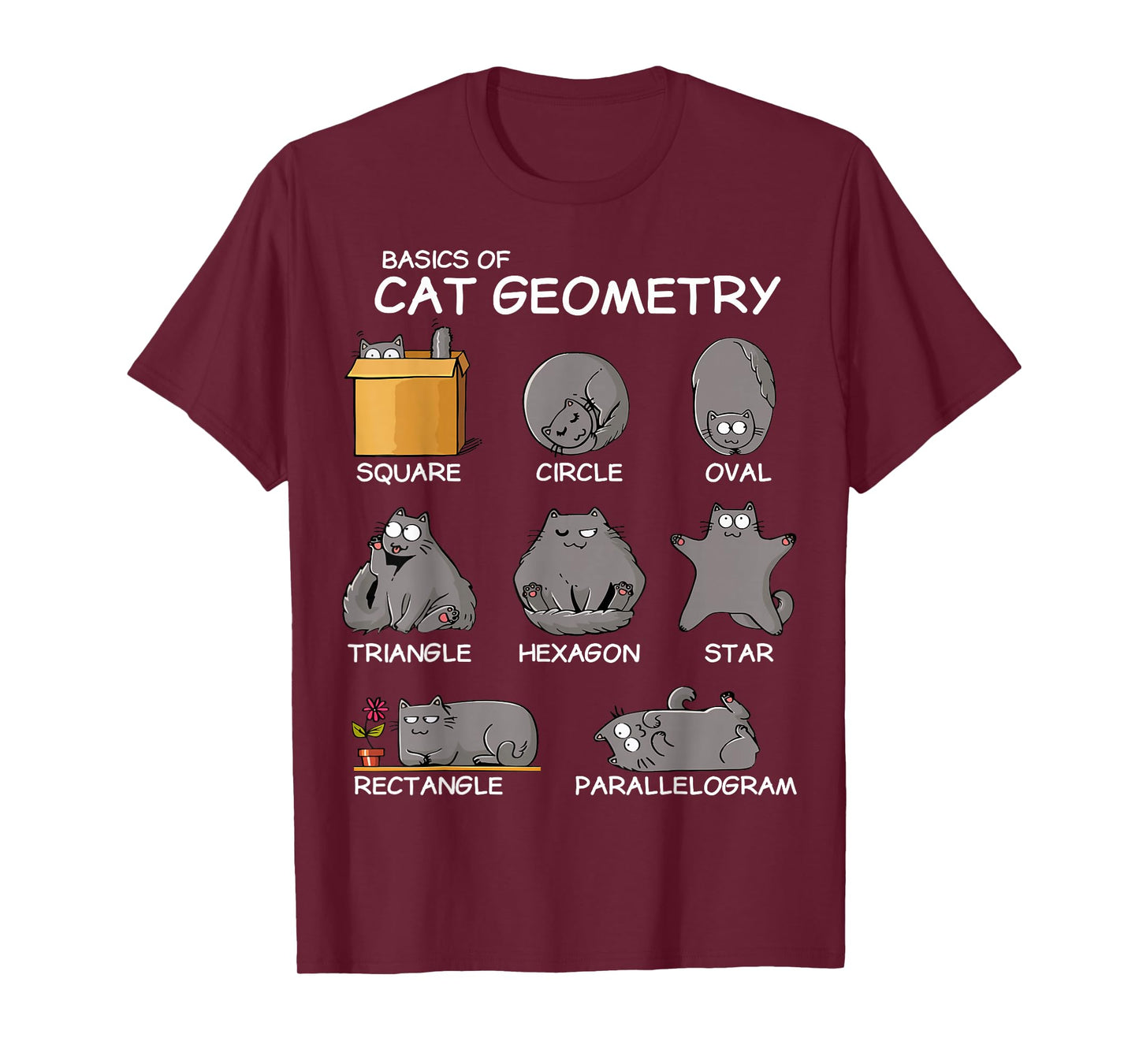 Cat Geometry Math Funny Cat Gifts For Cat Dad, Cat Mom, Kids T-Shirt, Small, Black