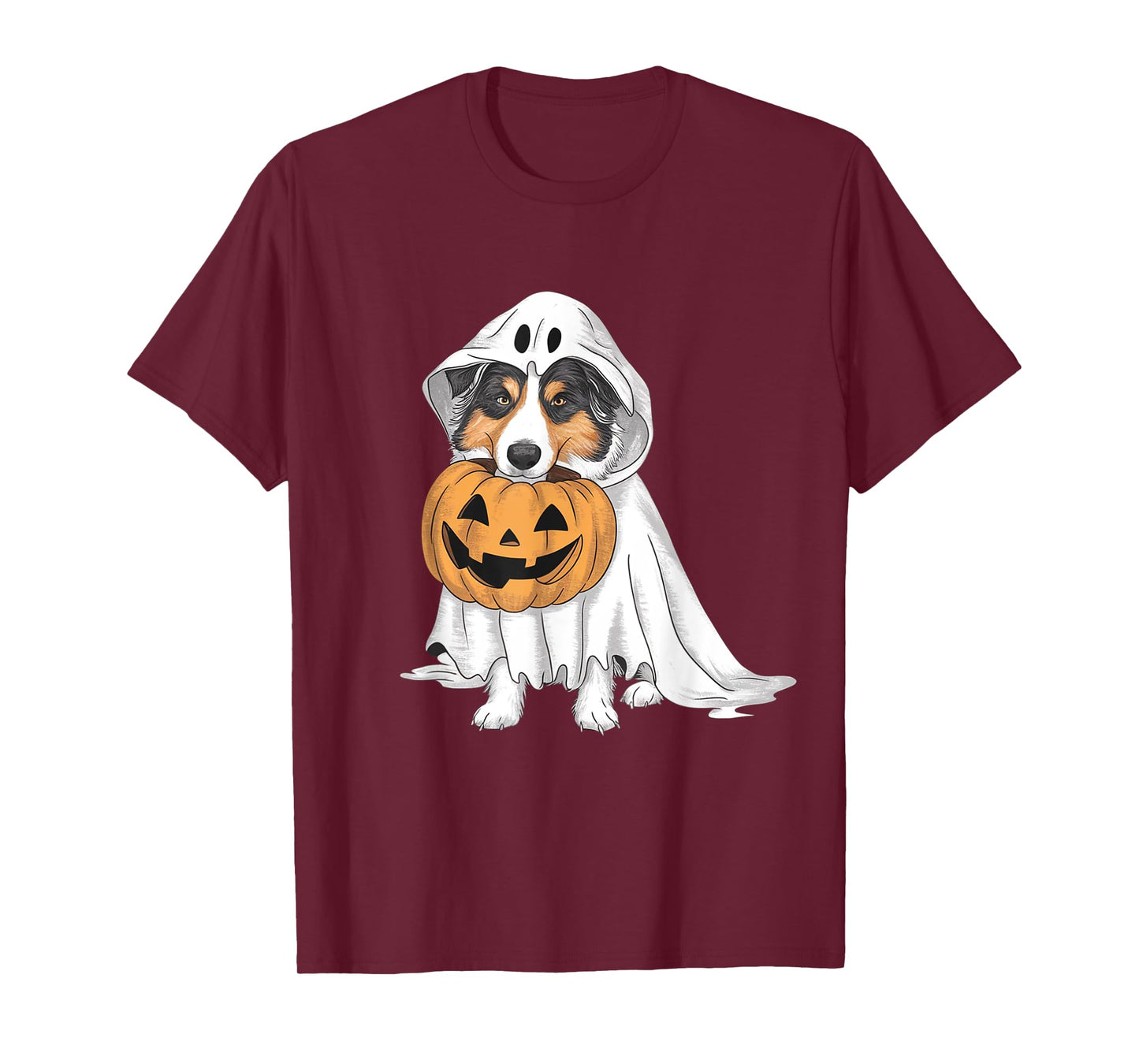 Australian Shepherd Ghost Dog Halloween T-Shirt for Men Women Kids